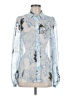Equipment 100% Silk Print Silver White Long Sleeve Silk Top Size M - photo 1