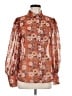 Turquoise Haven 100% Polyester Floral Orange Long Sleeve Blouse Size M - photo 1