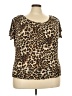 Assorted Brands Animal Print Brown Short Sleeve T-Shirt Size 3X - photo 1