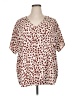Entro Animal Print Brown Short Sleeve Blouse Size XL - photo 1