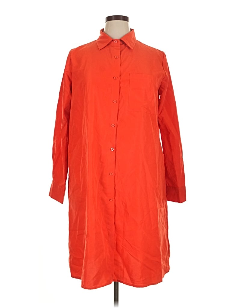 Pre-owned Assorted Brands 3/4 Sleeve Button Down Shirt In Orange