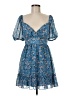 B. Smart 100% Polyester Floral Blue Casual Dress Size 9 - photo 1