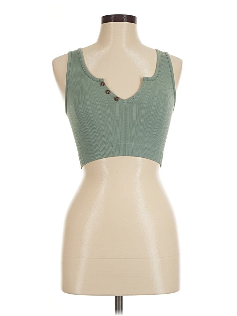 Pre-owned By Together Sleeveless Top Green Sweetheart Neckline Tops
