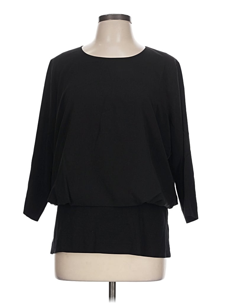 Pre-owned Cabi 3/4 Sleeve Top Black Boatneck Tops