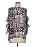 Bold Elements 100% Polyester Animal Print Silver 3/4 Sleeve Blouse Size L - photo 1