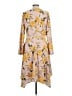Just Fab Print Yellow Casual Dress Size L - photo 2