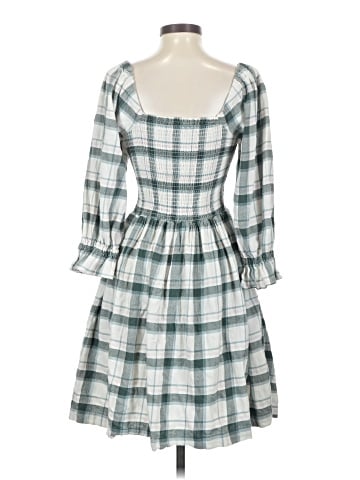 Madewell Lucie Elbow-Sleeve Smocked Mini Dress in Lebaum Plaid (view 2)