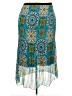 One World 100% Polyester Print Teal Blue Casual Skirt Size L - photo 1