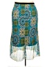 One World 100% Polyester Print Teal Blue Casual Skirt Size L - photo 2