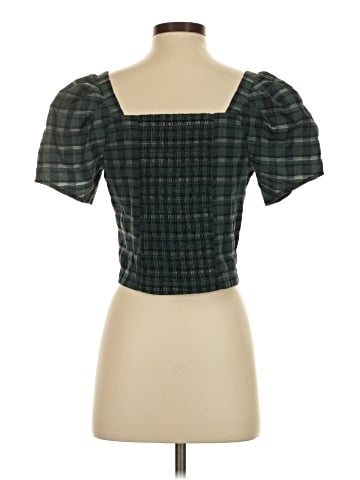 Madewell Hopewell Puff-Sleeve Crop Top in Plaid (view 2)