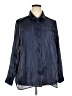Torrid 100% Polyester Metallic Solid Blue Long Sleeve Blouse Size 2X Plus (2) - photo 1