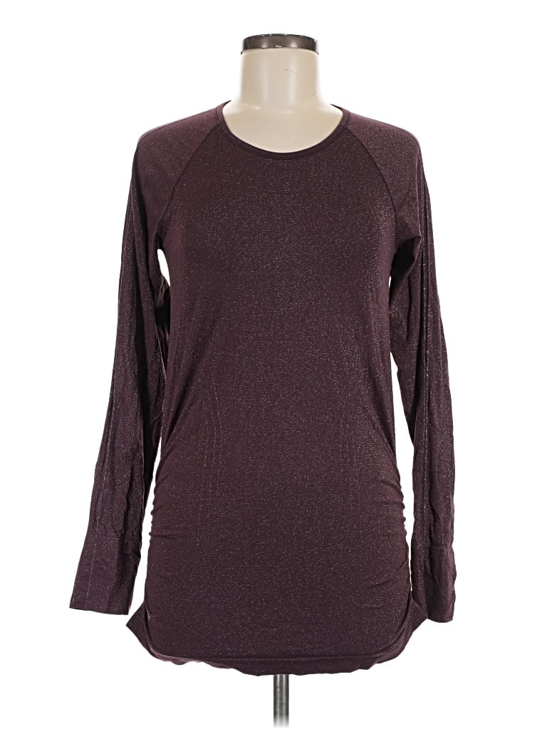 Pre-owned Athleta Long Sleeve T-shirt In Burgundy
