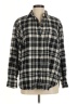 Gap 100% Cotton Plaid Black Long Sleeve Button-Down Shirt Size M - photo 1