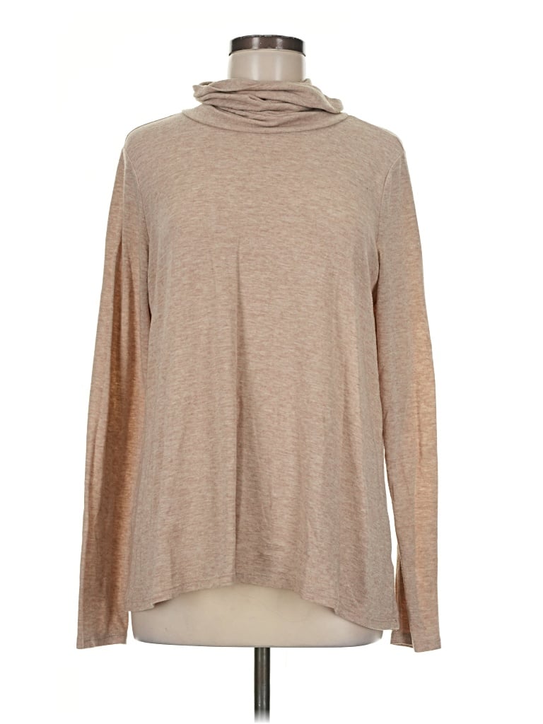 Pre-owned Lulus Long Sleeve Turtleneck In Tan