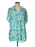 Xhilaration Animal Print Blue Short Sleeve Blouse Size L - photo 1