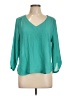 Lily White 100% Polyester Teal 3/4 Sleeve Blouse Size L - photo 1