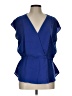 Attention 100% Polyester Blue Short Sleeve Blouse Size L - photo 1