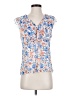 Ann Taylor Factory 100% Polyester Floral Blue Short Sleeve Blouse Size 0 - photo 1