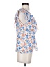 Ann Taylor Factory 100% Polyester Floral Blue Short Sleeve Blouse Size 0 - photo 4