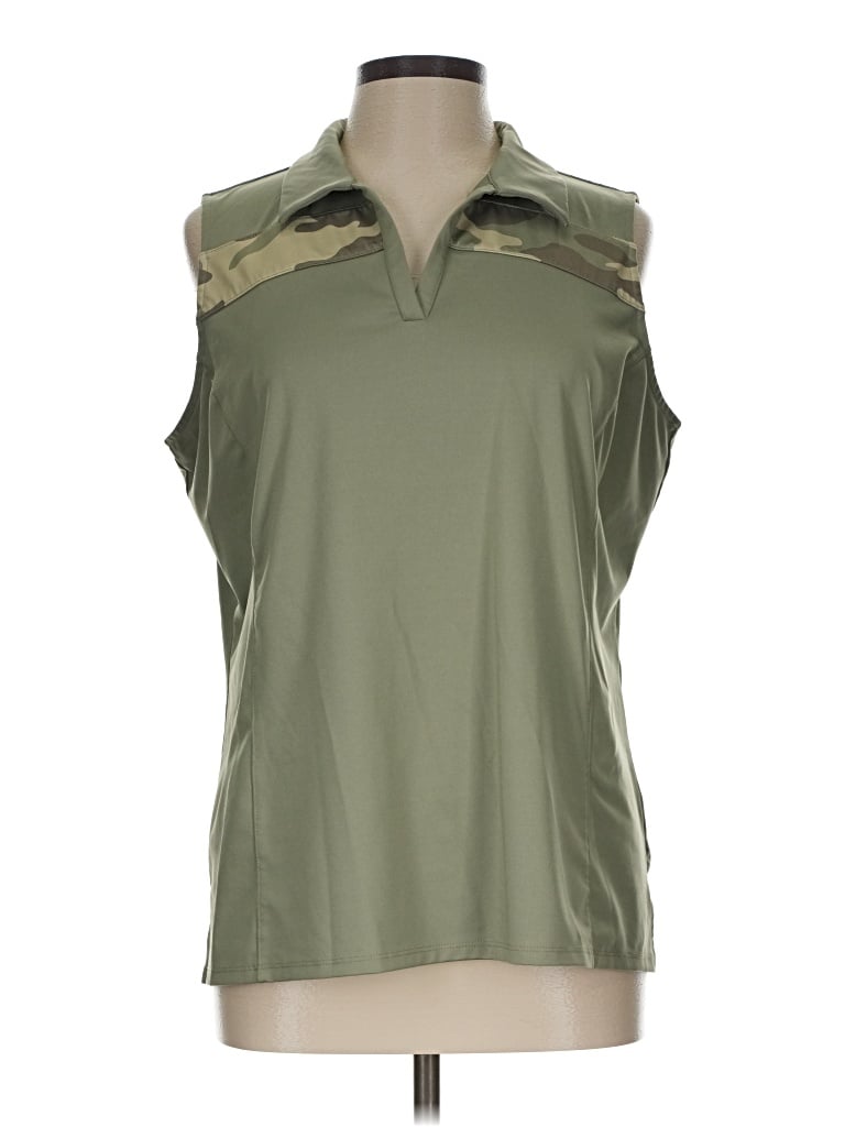 Pre-owned Zenergy By Chico's Sleeveless Blouse In Green