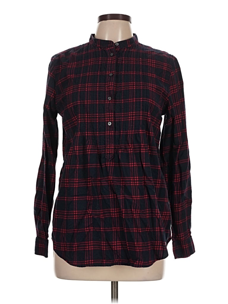 Pre-owned Lands' End Long Sleeve Button Down Shirt In Burgundy