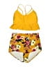 Ecowish Floral Yellow Two Piece Swimsuit Size 10 - photo 1