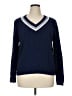Lands' End 100% Cotton Chevron-herringbone Blue Pullover Sweater Size XL - photo 1