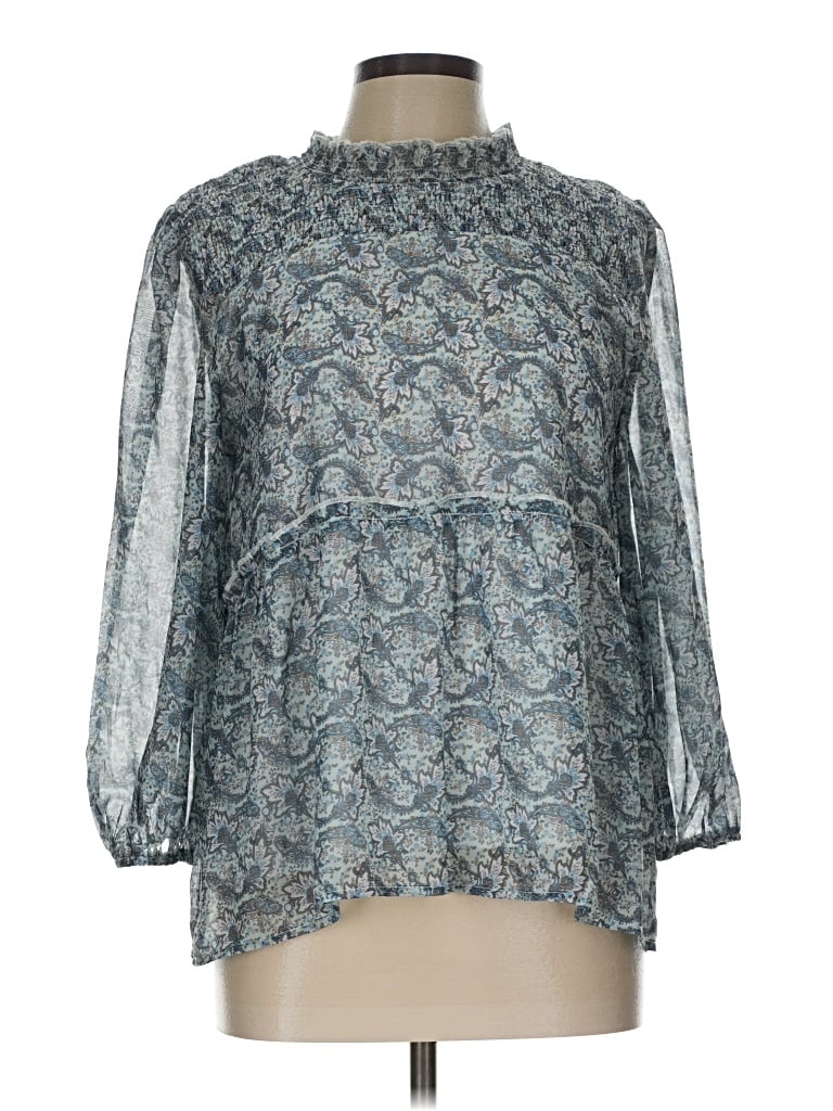 Pre-owned Polagram 3/4 Sleeve Blouse In Teal