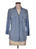 J. McLaughlin Chevron-herringbone Blue 3/4 Sleeve Button-Down Shirt Size M - photo 1