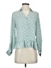 Express 100% Polyester Polka Dots Teal Long Sleeve Blouse Size XS - photo 1
