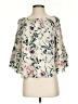 Solitaire 100% Rayon Floral Ivory 3/4 Sleeve Blouse Size S - photo 1