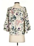 Solitaire 100% Rayon Floral Ivory 3/4 Sleeve Blouse Size S - photo 2