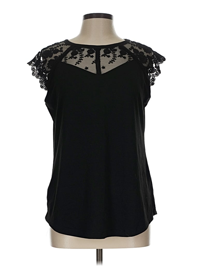 Pre-owned Miholl Short Sleeve Top Black Keyhole Neckline Tops