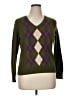 IZOD 100% Cotton Argyle Green Pullover Sweater Size XL Petite - photo 1