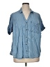 Terra & Sky 100% Lyocell Blue Short Sleeve Blouse Size 1X - photo 1