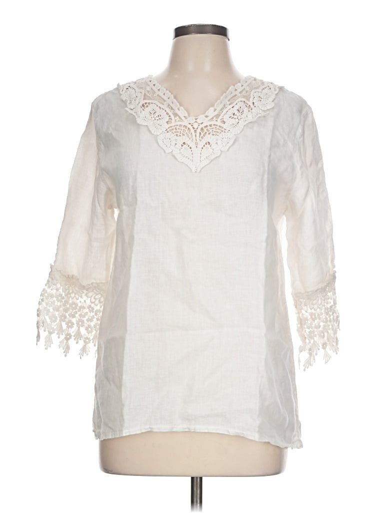 Pre-owned Assorted Brands 3/4 Sleeve Blouse In Ivory