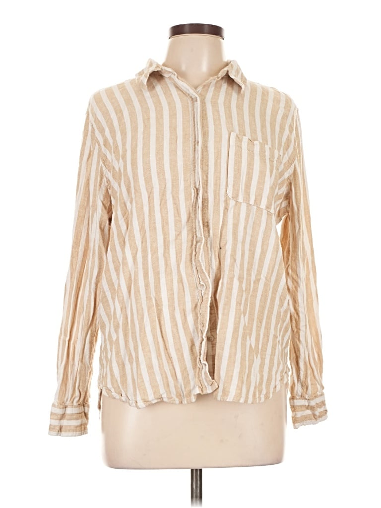 Pre-owned Universal Thread Long Sleeve Blouse In Tan