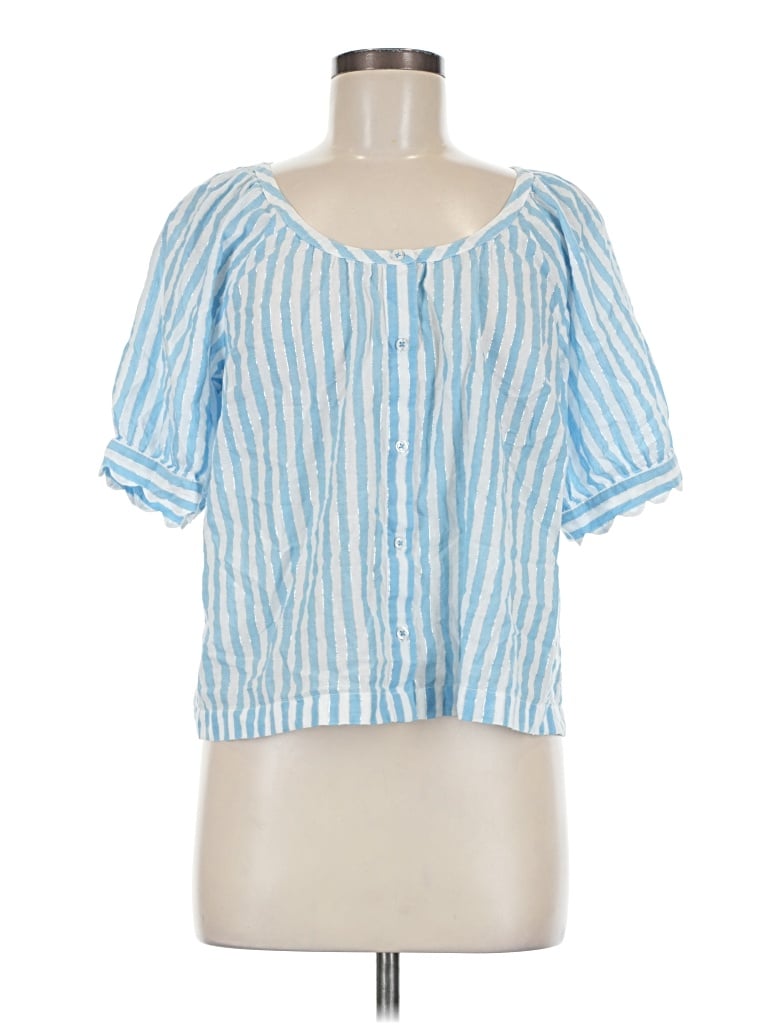 Pre-owned Talbots Short Sleeve Blouse In Blue