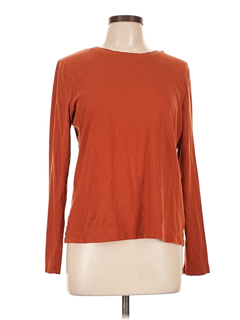 Pre-owned Time And Tru Long Sleeve T-shirt In Orange