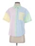 Shein 100% Polyester Color Block Green Short Sleeve Blouse Size 2 - photo 1