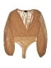 Privy 100% Polyester Tan Long Sleeve Blouse Size S - photo 1