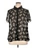 Torrid 100% Polyester Print Black Short Sleeve Blouse Size 1X Plus (1) - photo 1