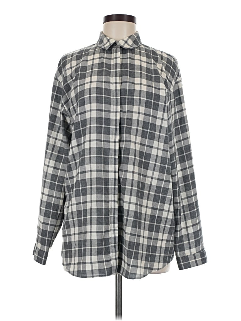 Pre-owned Lafayette 148 Long Sleeve Blouse In Gray