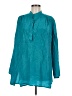 Assorted Brands 100% Silk Teal Long Sleeve Silk Top Size EU (FR) 40 / US 8 - photo 1