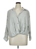 Zara Stripes Gray Green 3/4 Sleeve Button-Down Shirt Size XL - photo 1