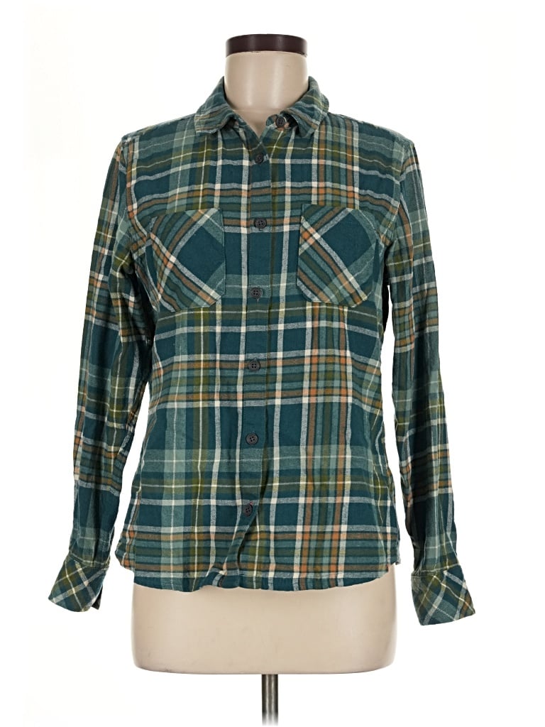 Pre-owned Eastern Mountain Sports Long Sleeve Button Down Shirt In Teal