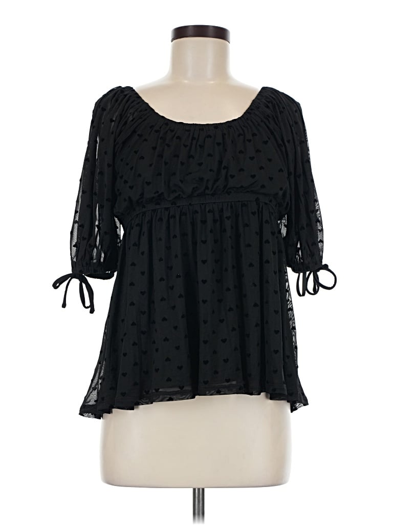 Pre-owned Torrid 3/4 Sleeve Blouse In Black