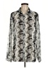 CAbi 100% Polyester Animal Print Silver Long Sleeve Blouse Size M - photo 1