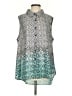 Pure Energy 100% Polyester Animal Print Teal Sleeveless Blouse Size 2 - photo 1