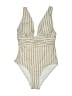 Unbranded Stripes Ivory One Piece Swimsuit Size M - photo 1